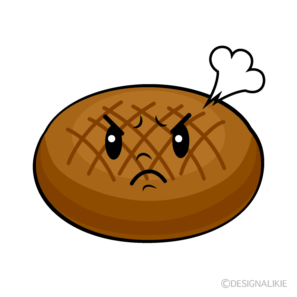 かわいい怒るハンバーグイラスト