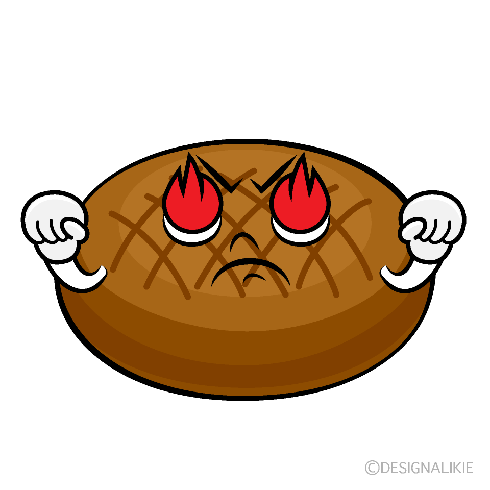 かわいい燃えるハンバーグイラスト