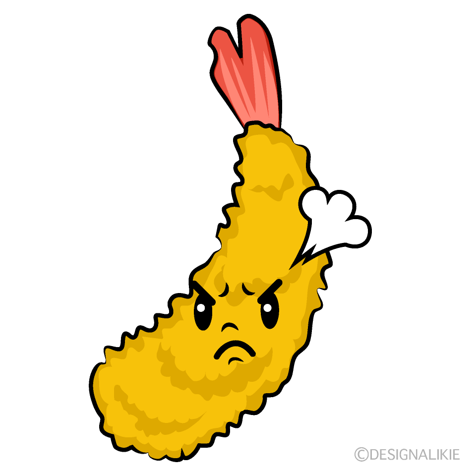 かわいい怒るエビフライイラスト