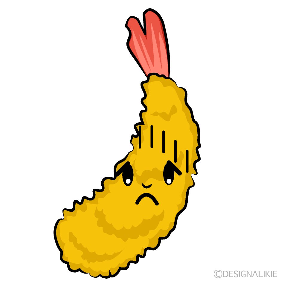 かわいいお辞儀するエビフライイラスト