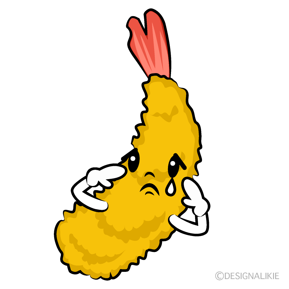 かわいい悲しいエビフライイラスト