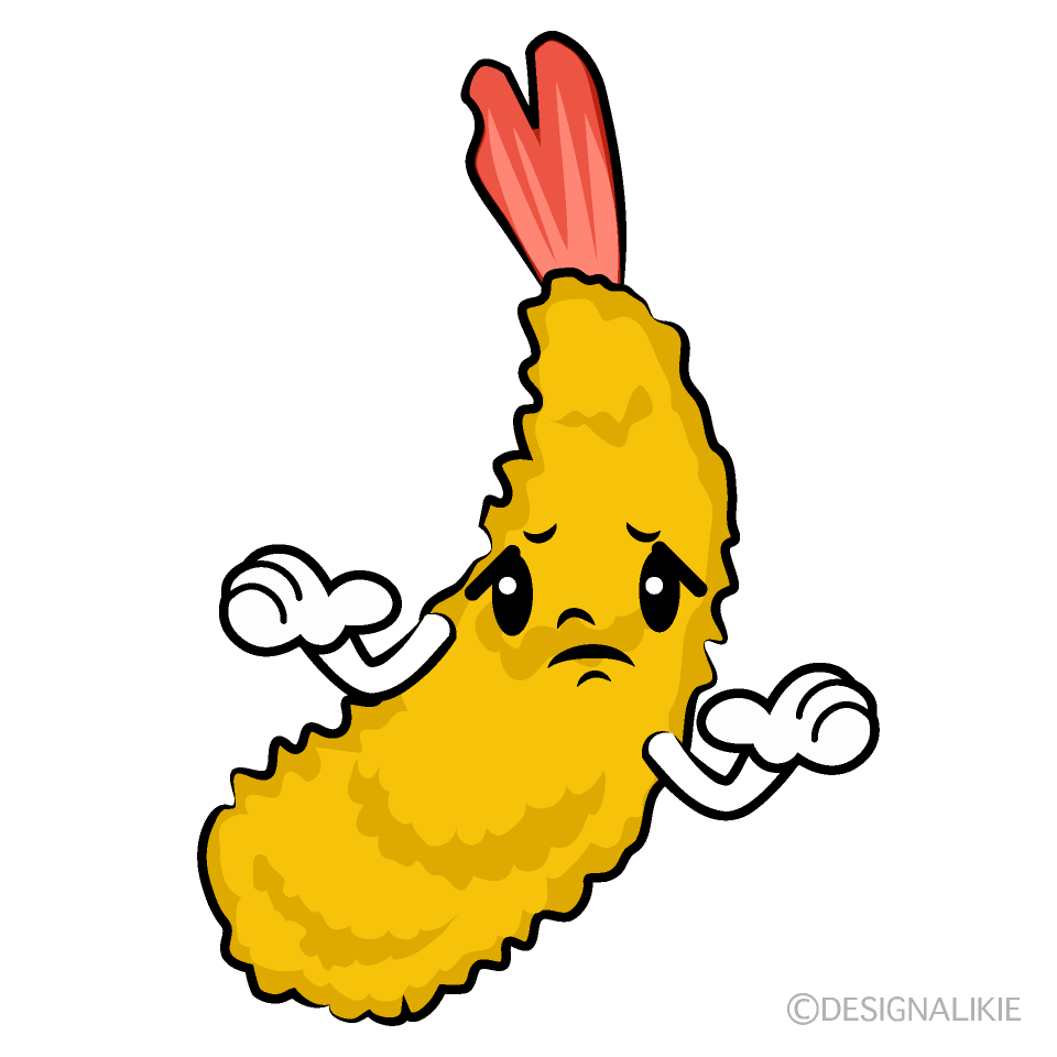 かわいい困るエビフライイラスト