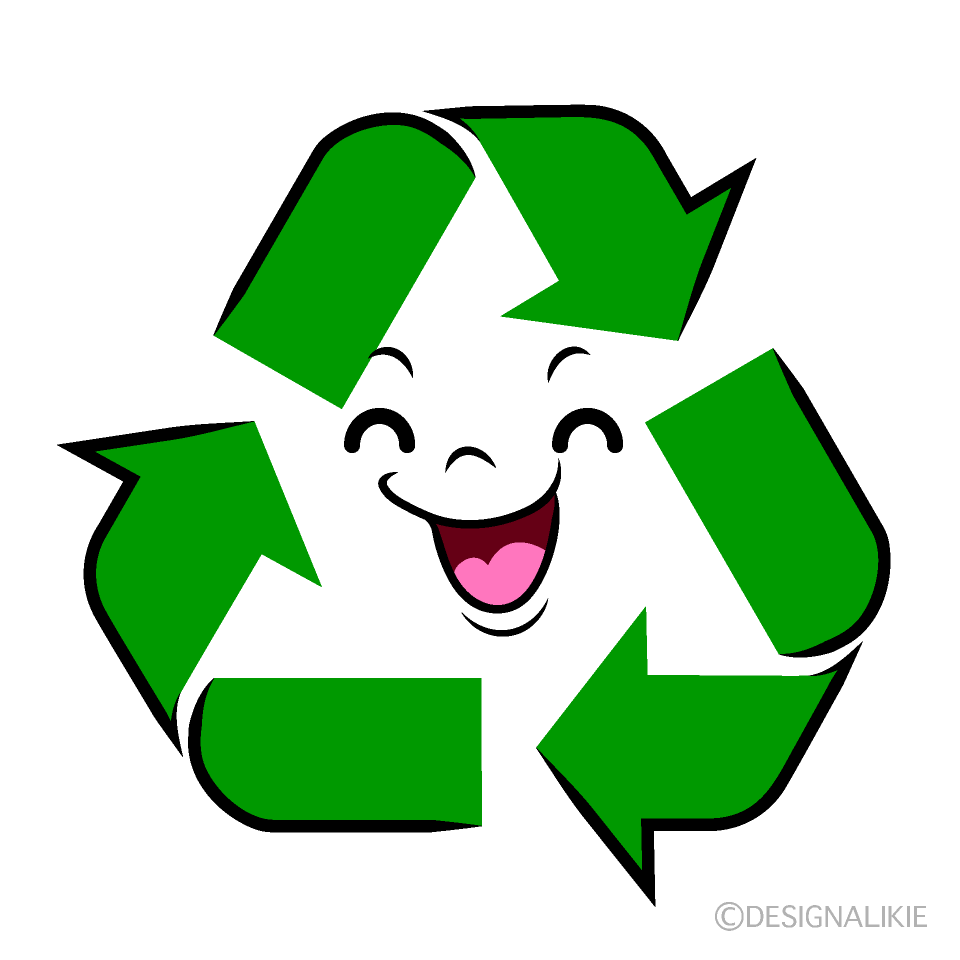 かわいい笑顔のリサイクルマークイラスト