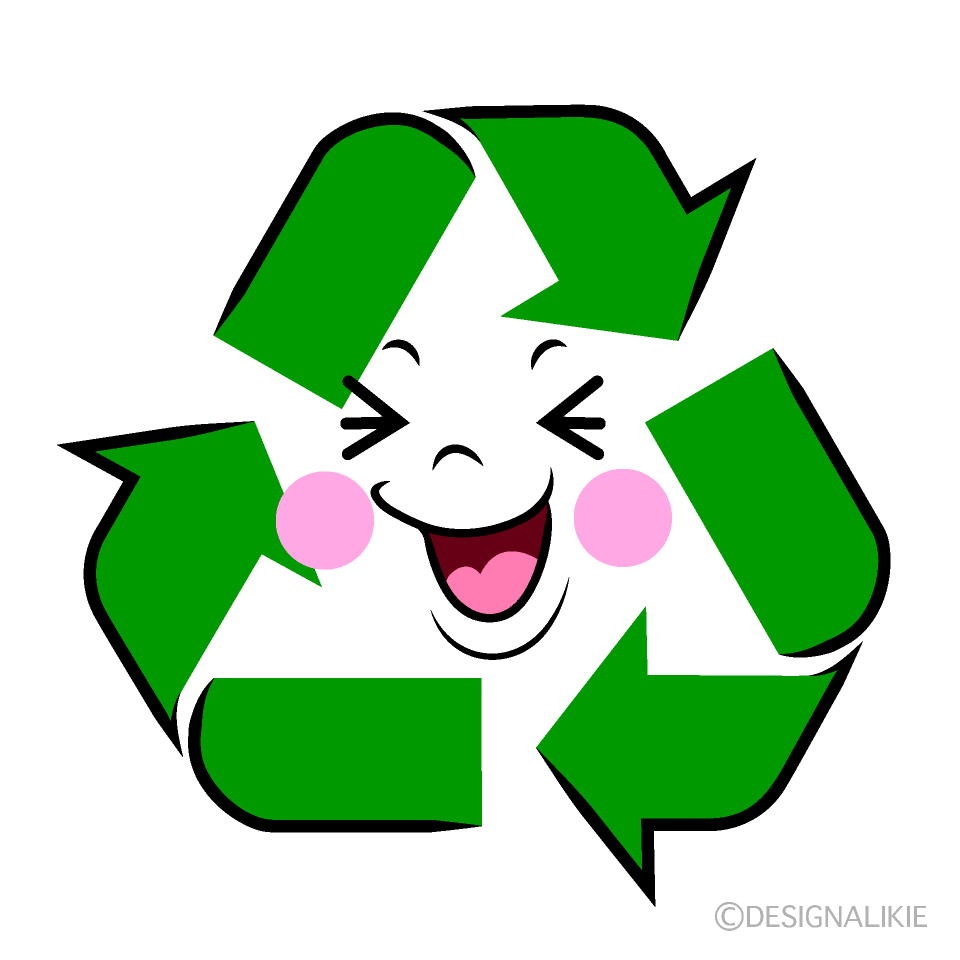 かわいい笑うリサイクルマークイラスト