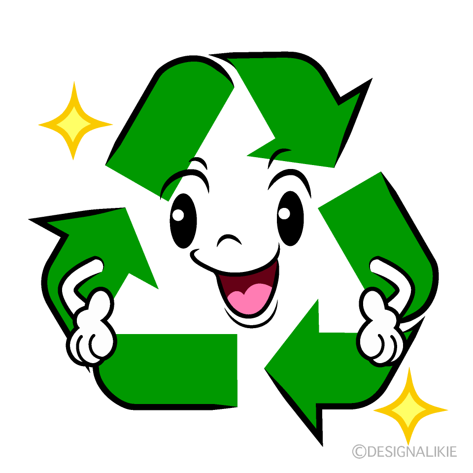 かわいいポーズするリサイクルマークイラスト