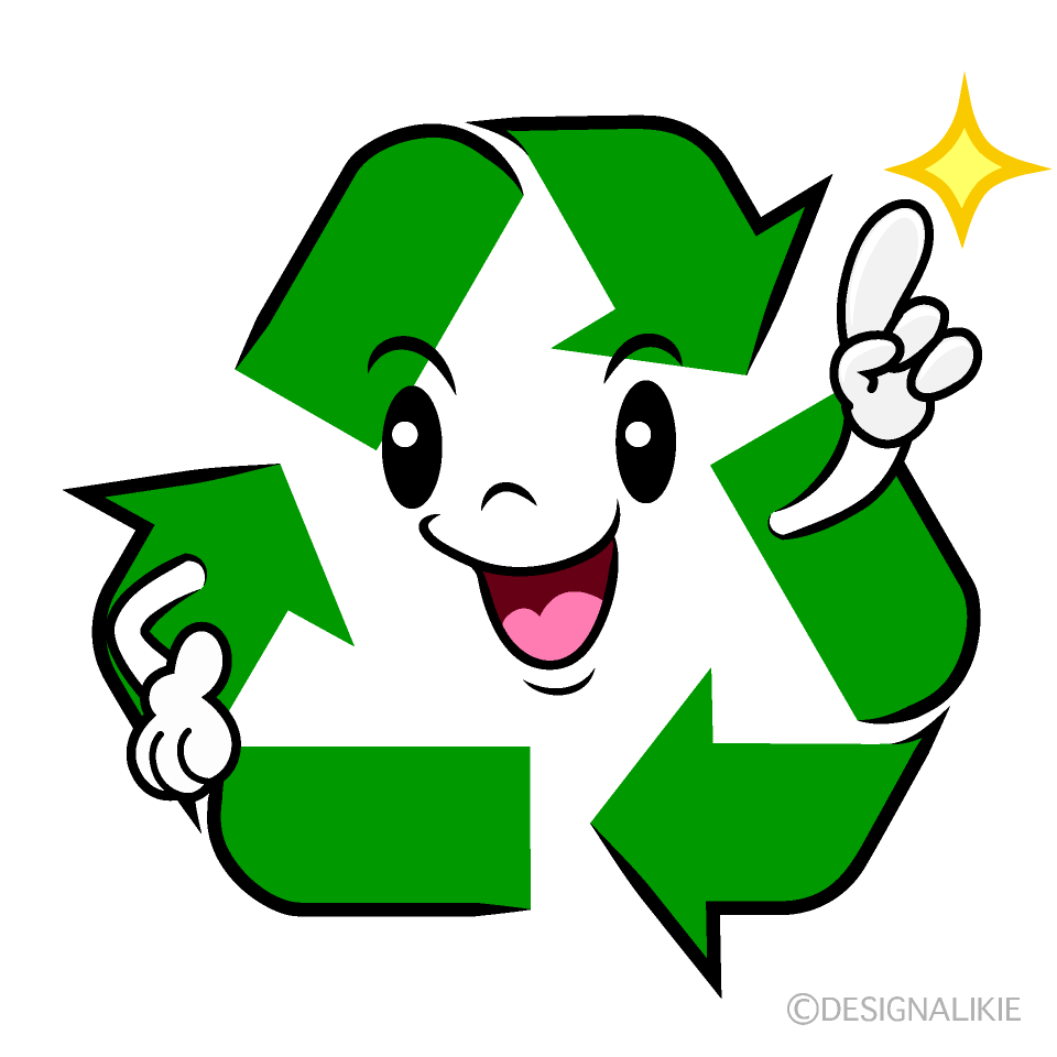 かわいい指差しするリサイクルマークイラスト