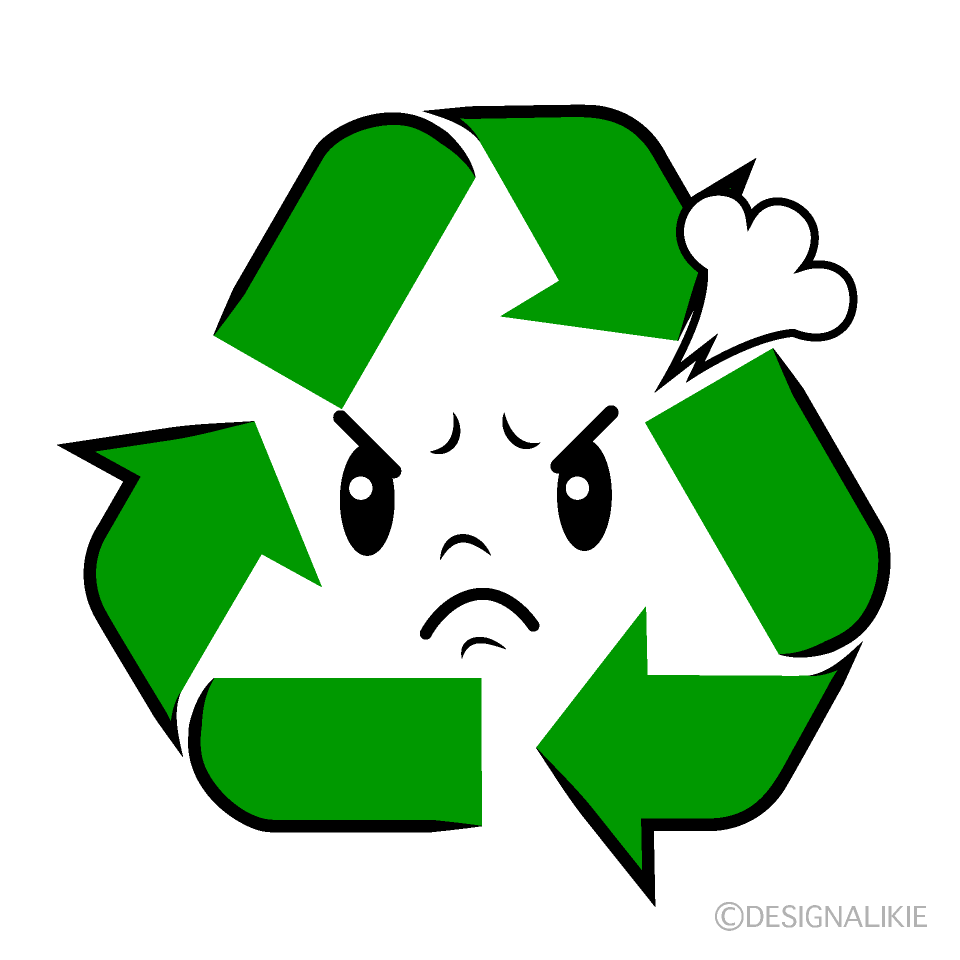 かわいい怒るリサイクルマークイラスト