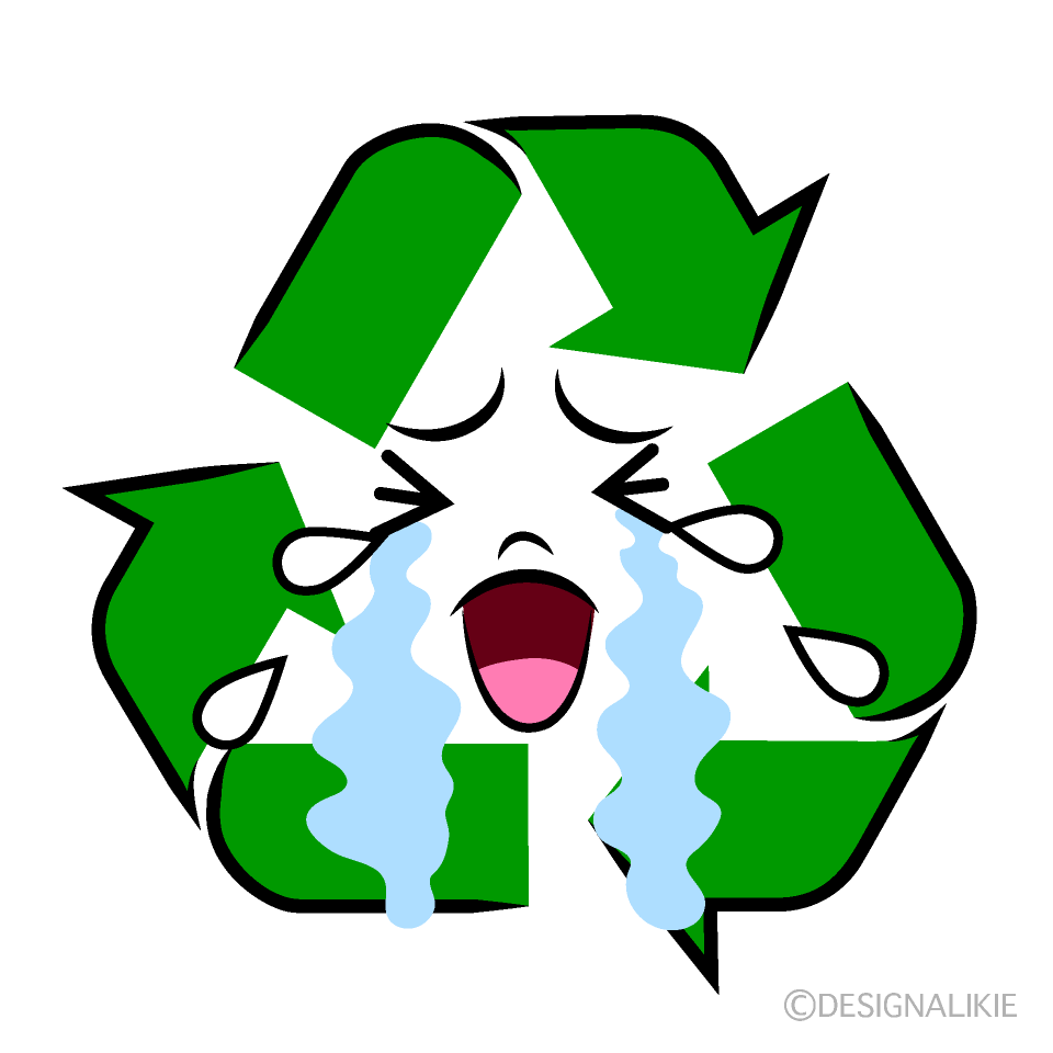 かわいい泣くリサイクルマークイラスト