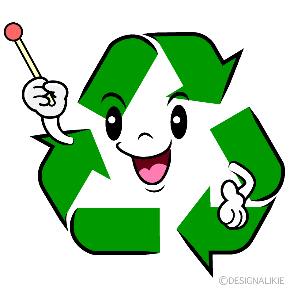 かわいい説明するリサイクルマークイラスト