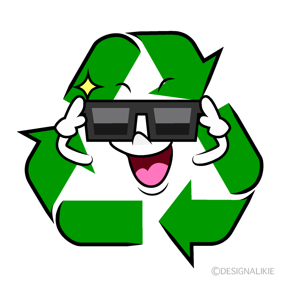 かわいいサングラスのリサイクルマークイラスト