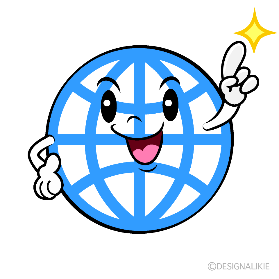 かわいい指差しするグローバルイラスト