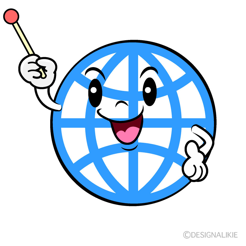 かわいい説明するグローバルイラスト