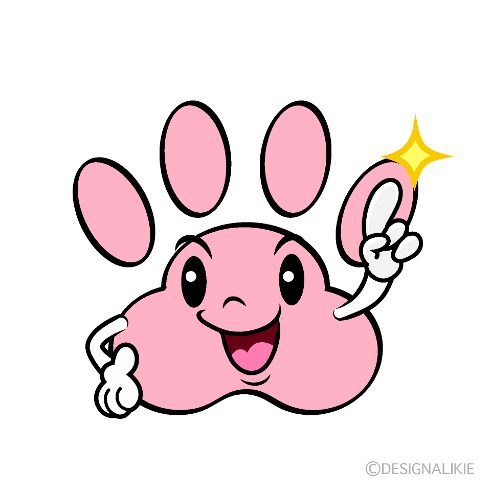 かわいい指差しする肉球イラスト