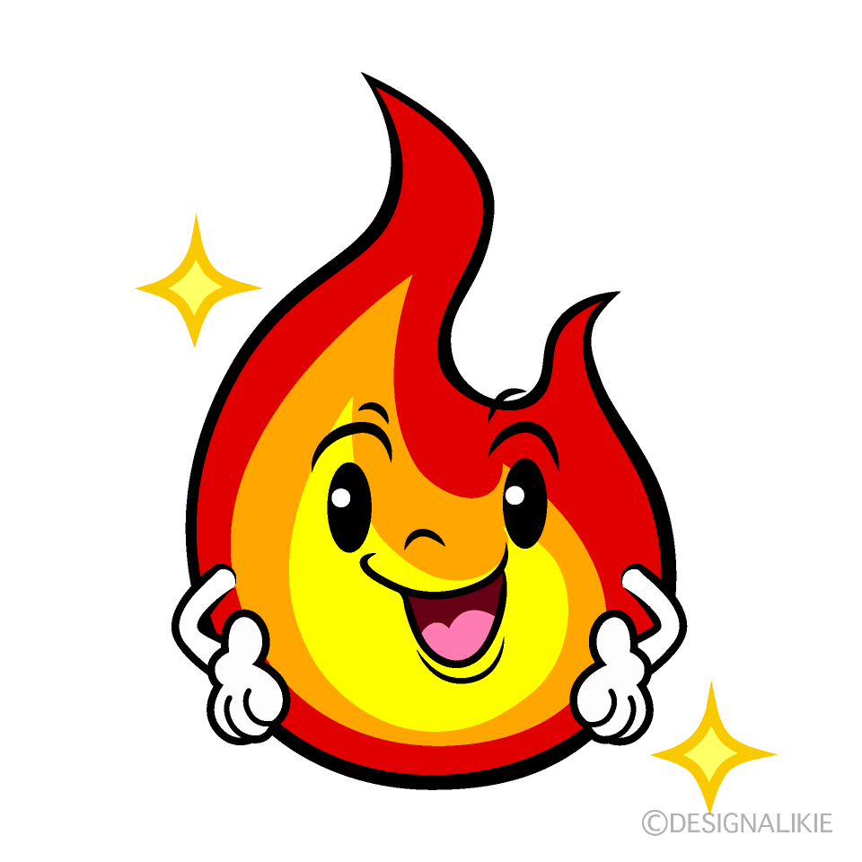 かわいいポーズする炎イラスト