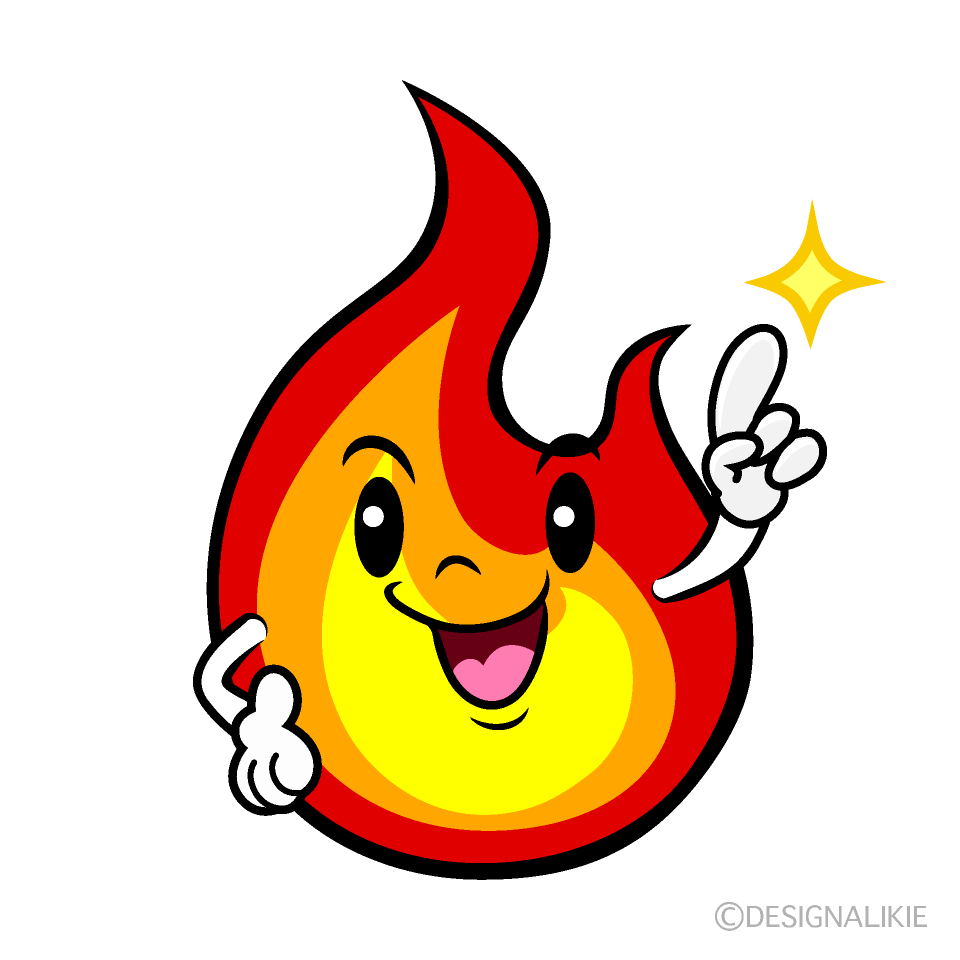 かわいい指差しする炎イラスト