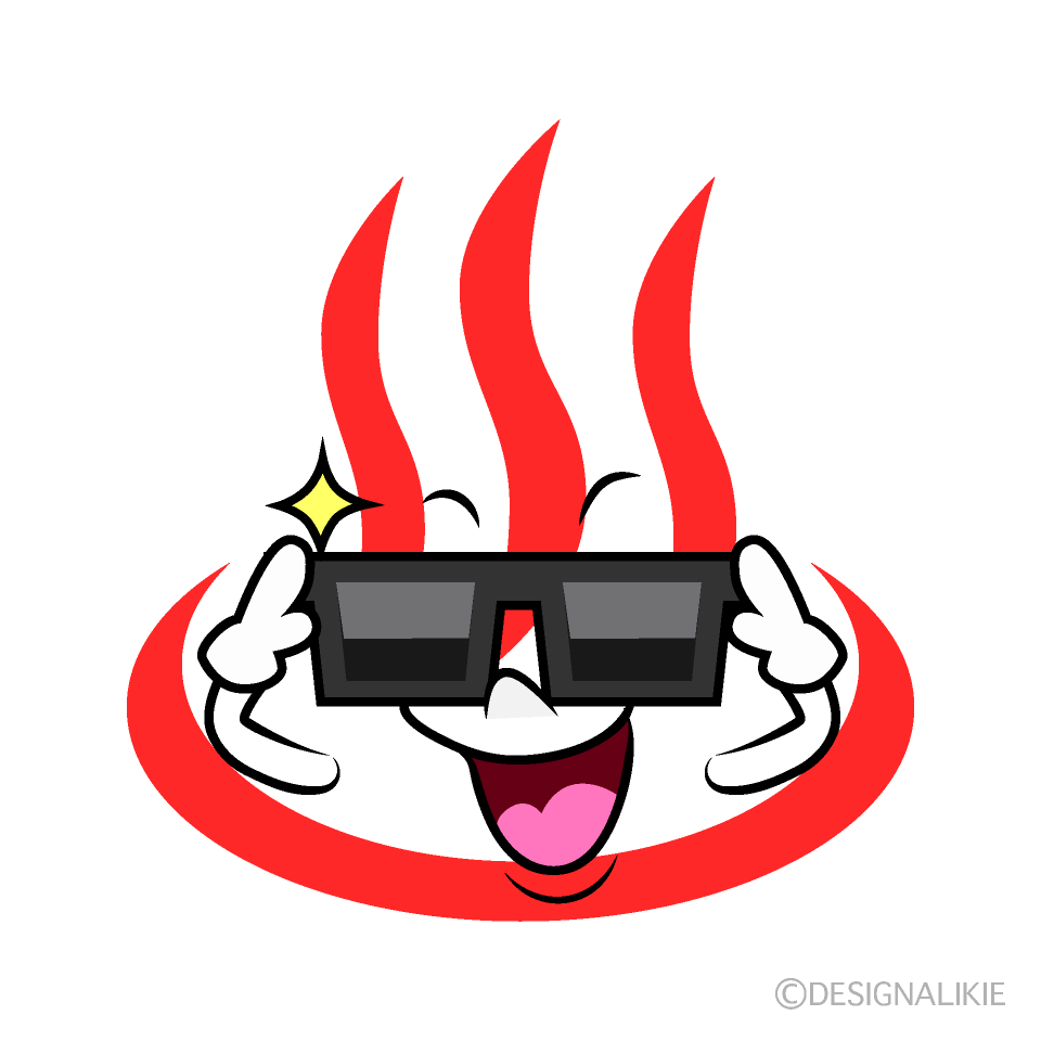 かわいいサングラスの温泉マークイラスト