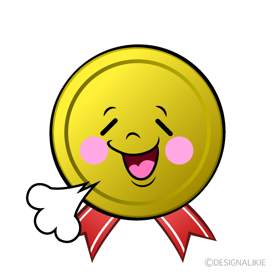 かわいいほっとする金メダルイラスト