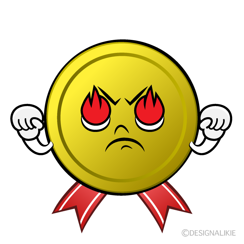 かわいい燃える金メダルイラスト