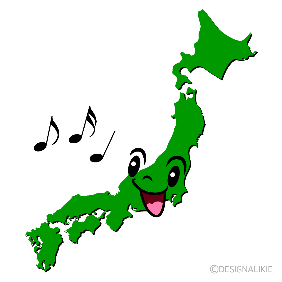 かわいい歌う日本地図イラスト