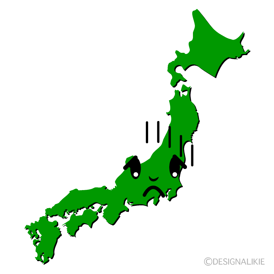 かわいいお辞儀する日本地図イラスト