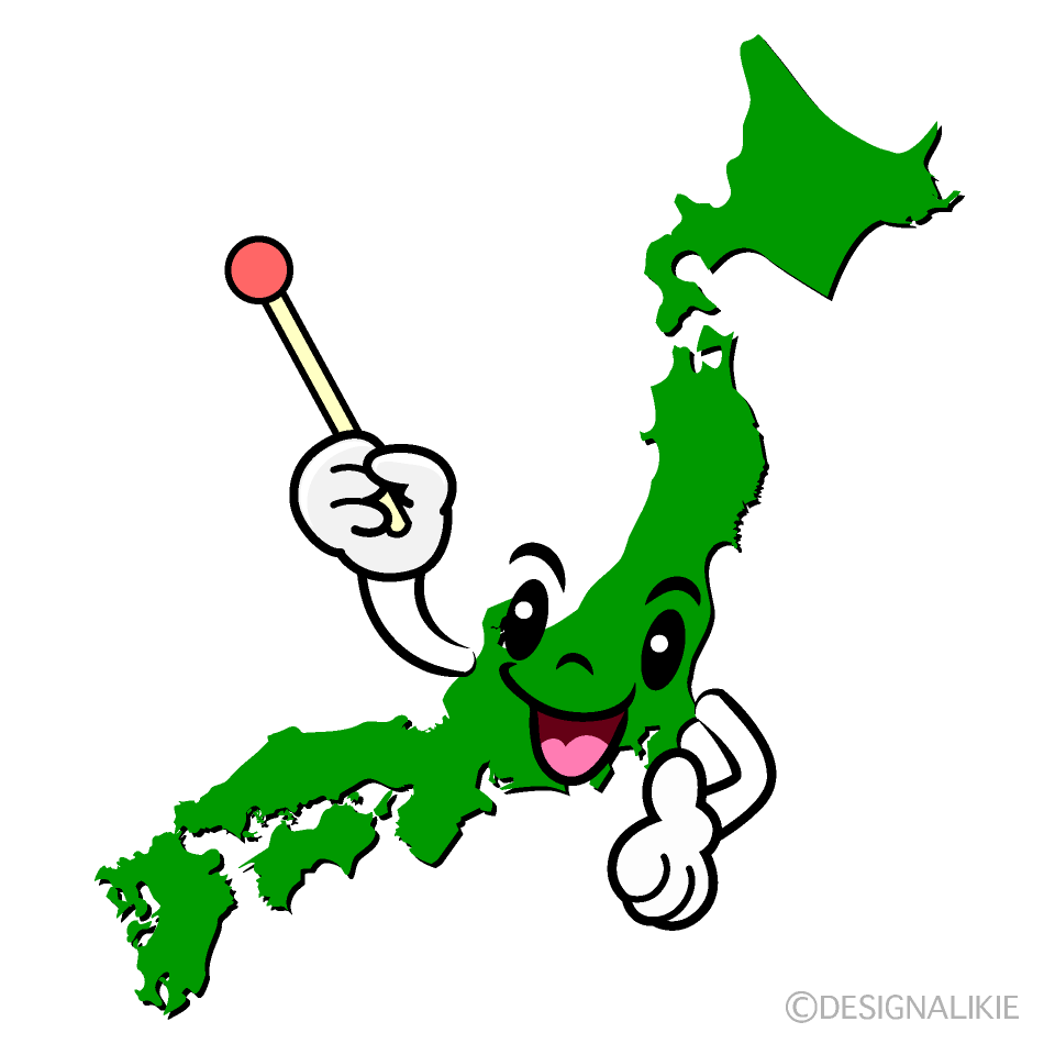 かわいい説明する日本地図イラスト