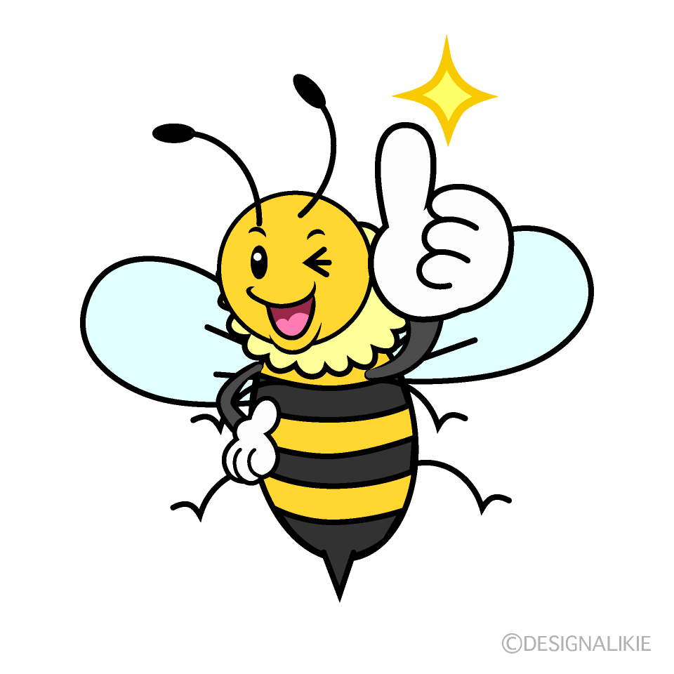 かわいいいいねするミツバチイラスト