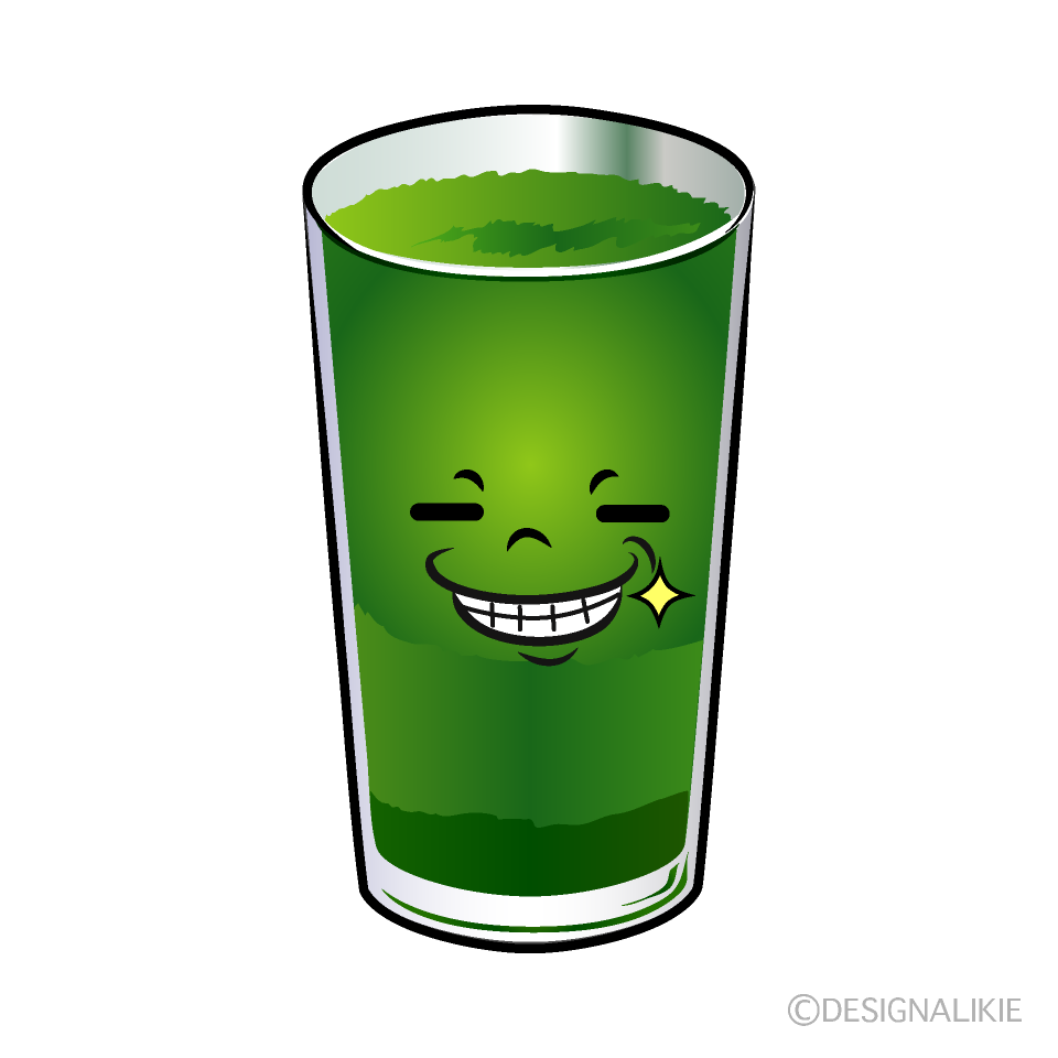 かわいいニヤリとする青汁イラスト