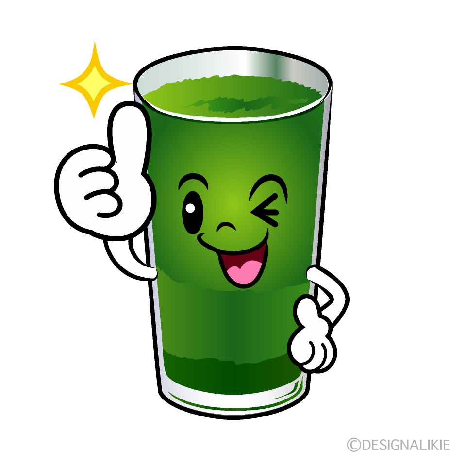 かわいいいいねする青汁イラスト