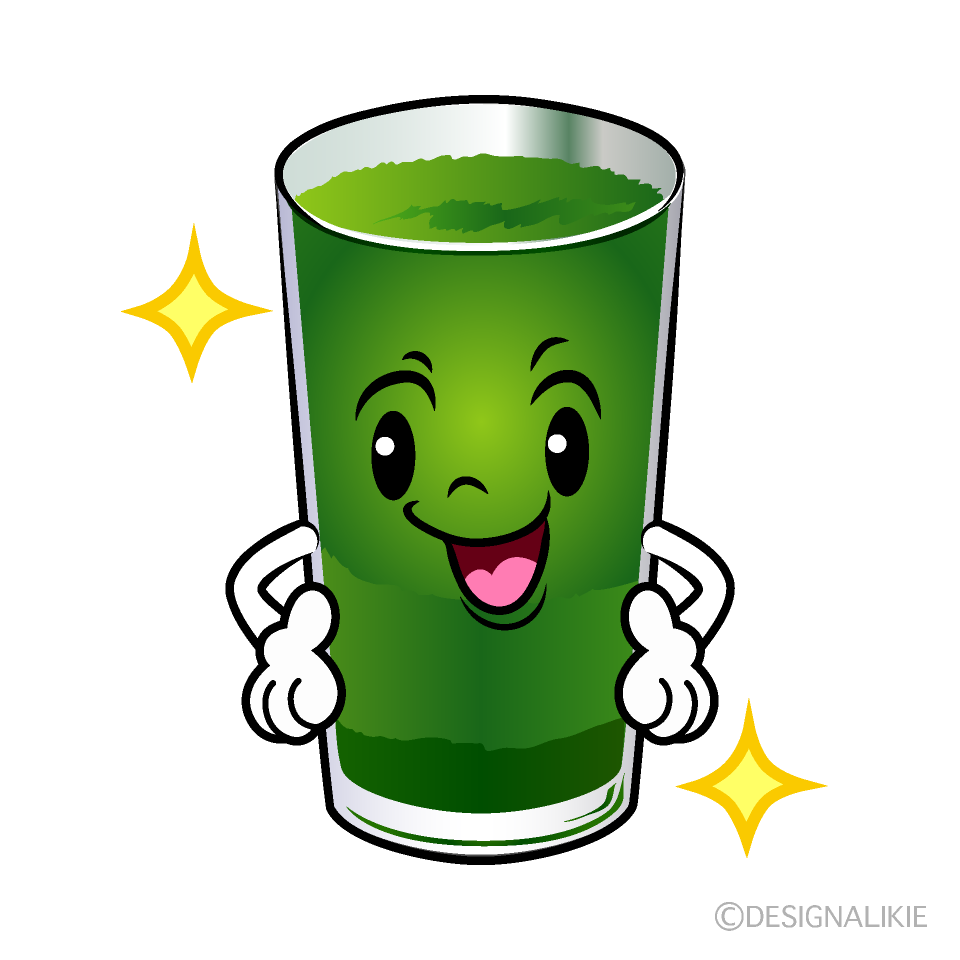 かわいいポーズする青汁イラスト