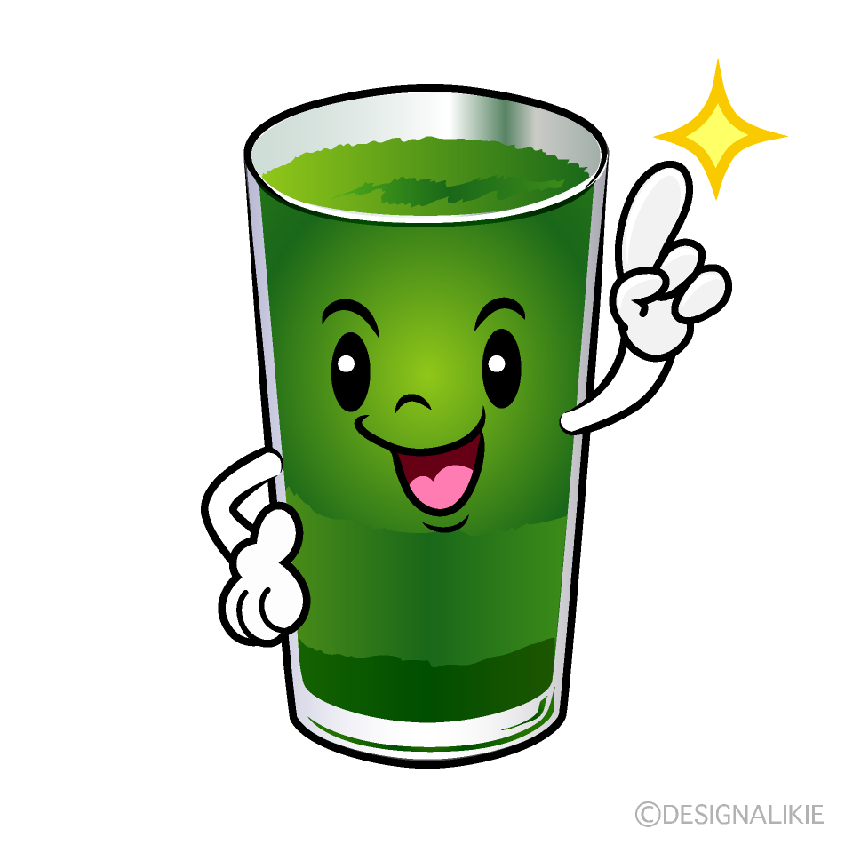 かわいい指差しする青汁イラスト