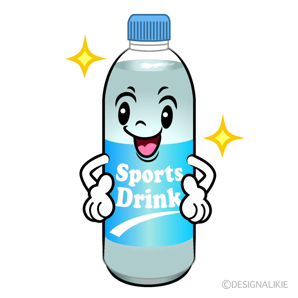 かわいいポーズするスポーツドリンクイラスト
