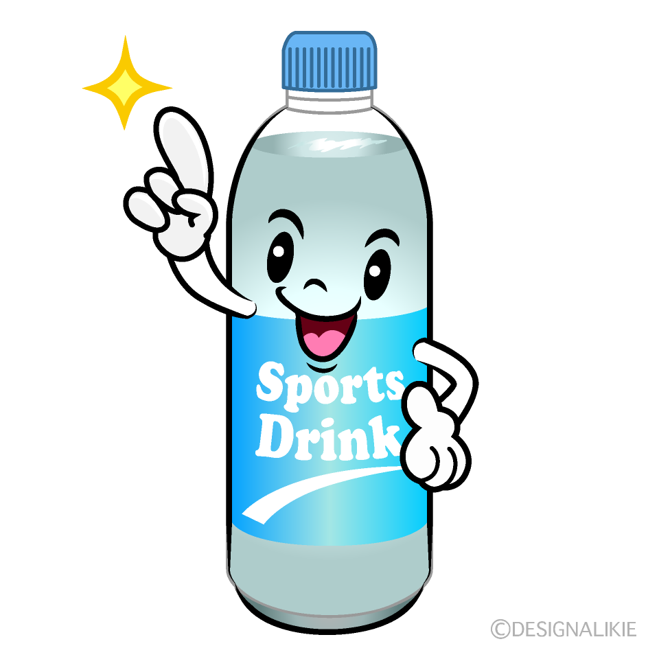 かわいい指差しするスポーツドリンクイラスト