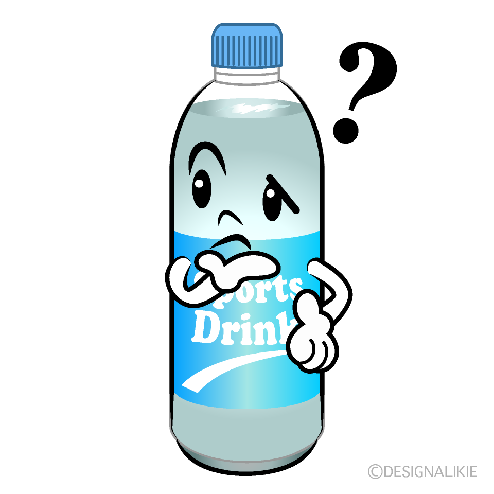 かわいい考えるスポーツドリンクイラスト