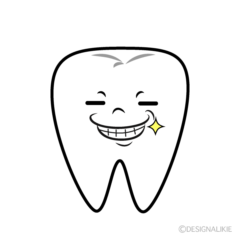 かわいいニヤリとする歯イラスト