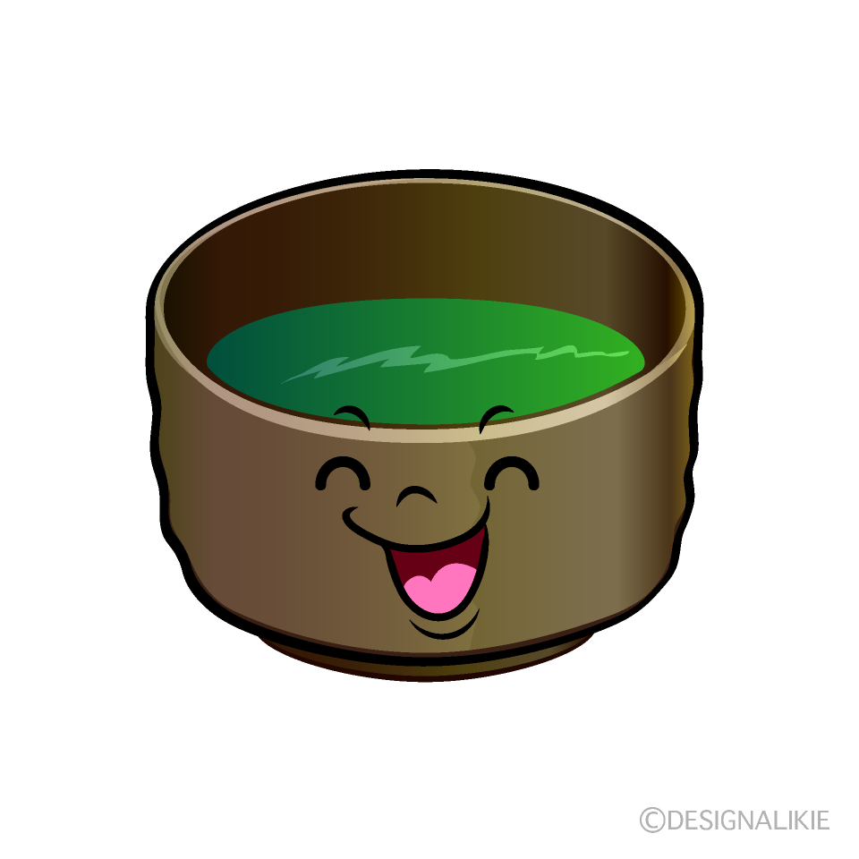 かわいい笑顔の抹茶イラスト
