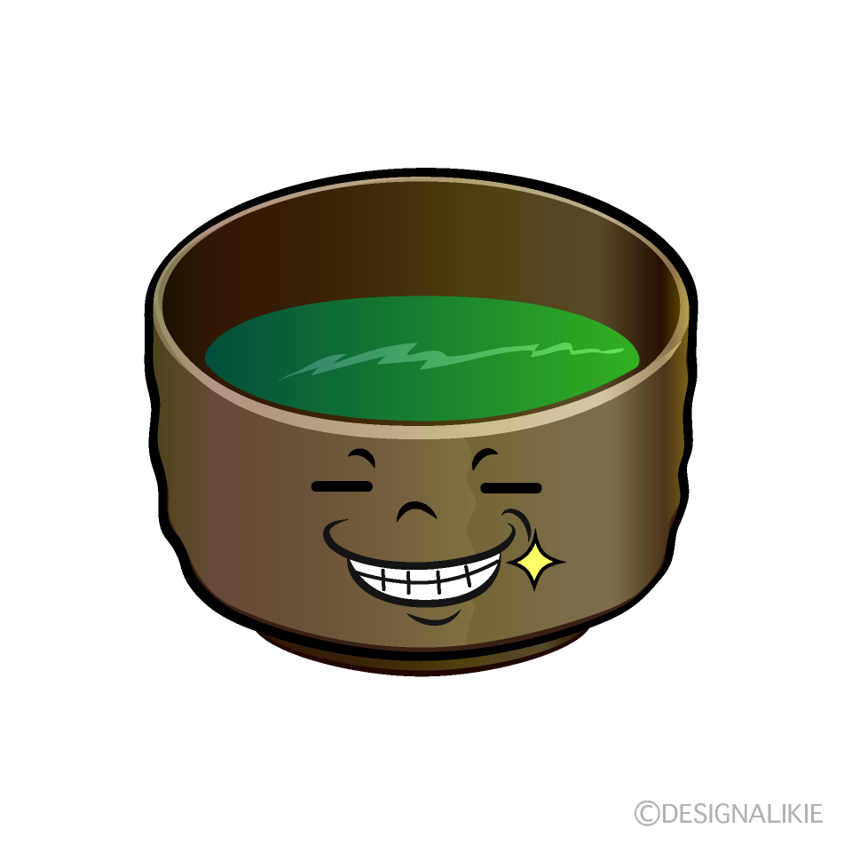 かわいいニヤリとする抹茶イラスト