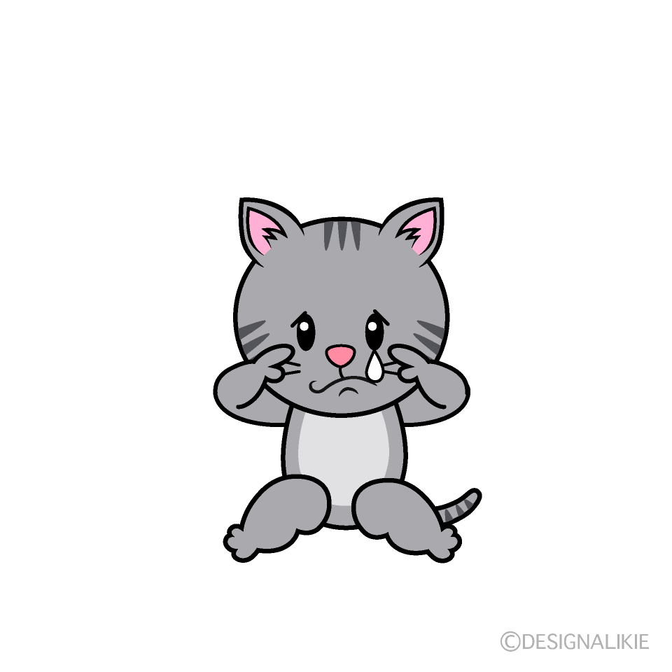 Cute Sad Silver Tabby Clipart