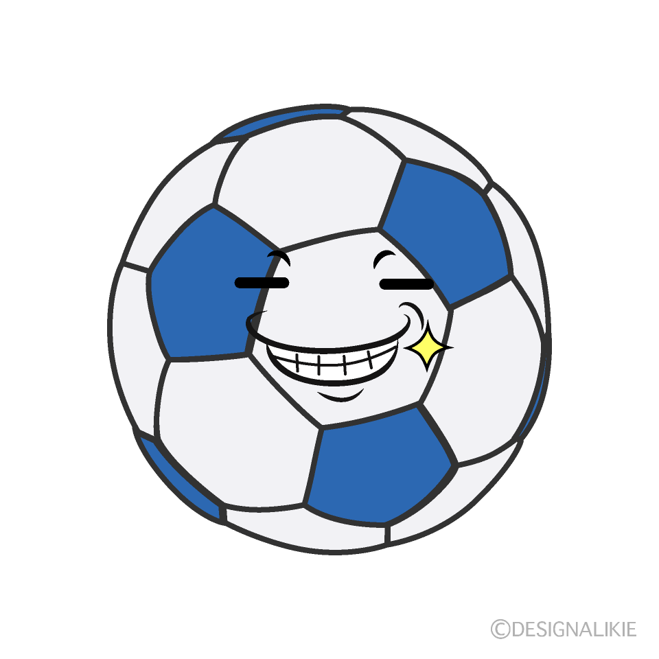 かわいいニヤリとするサッカーボールイラスト