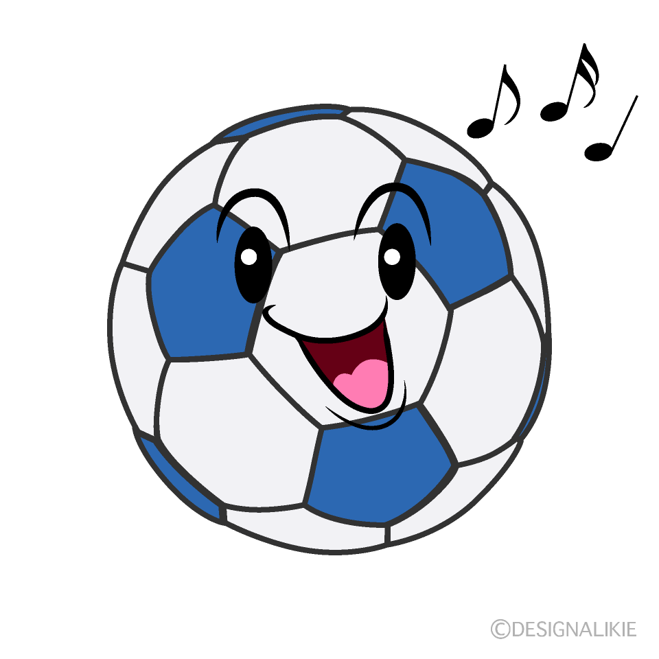 かわいい歌うサッカーボールイラスト