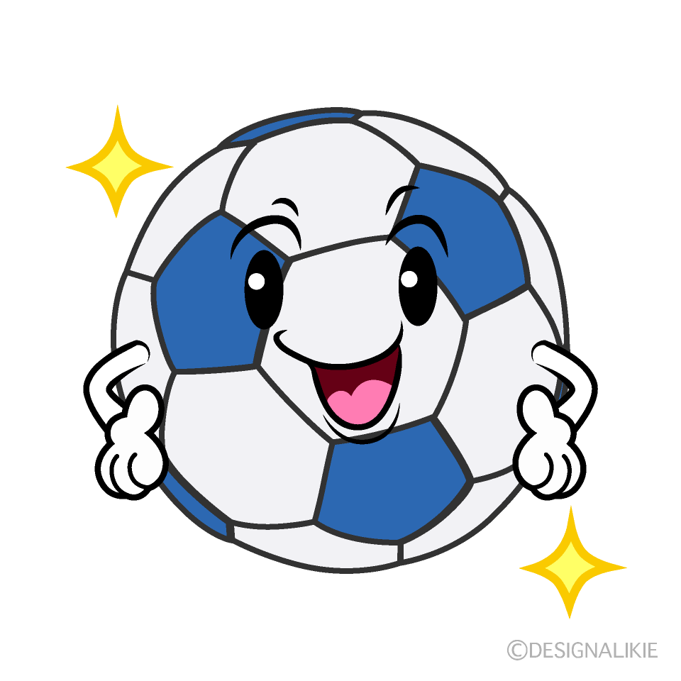 かわいい自信満々のサッカーボールイラスト