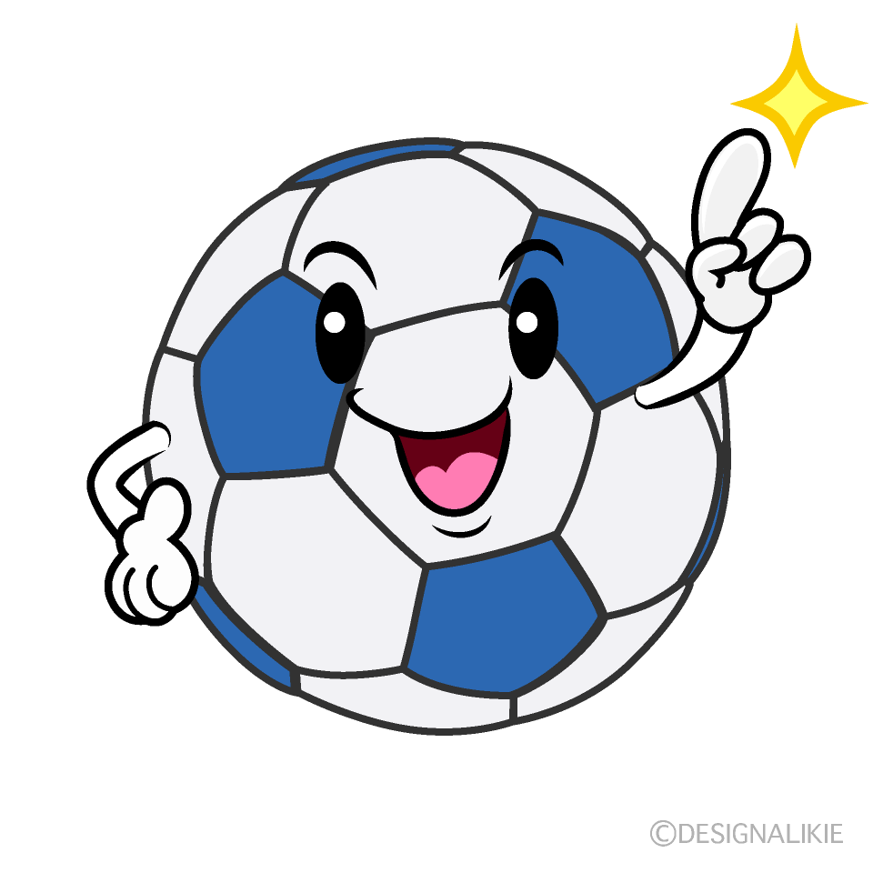 かわいい指差しサッカーボールイラスト