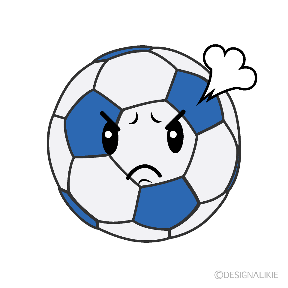 かわいい怒るサッカーボールイラスト