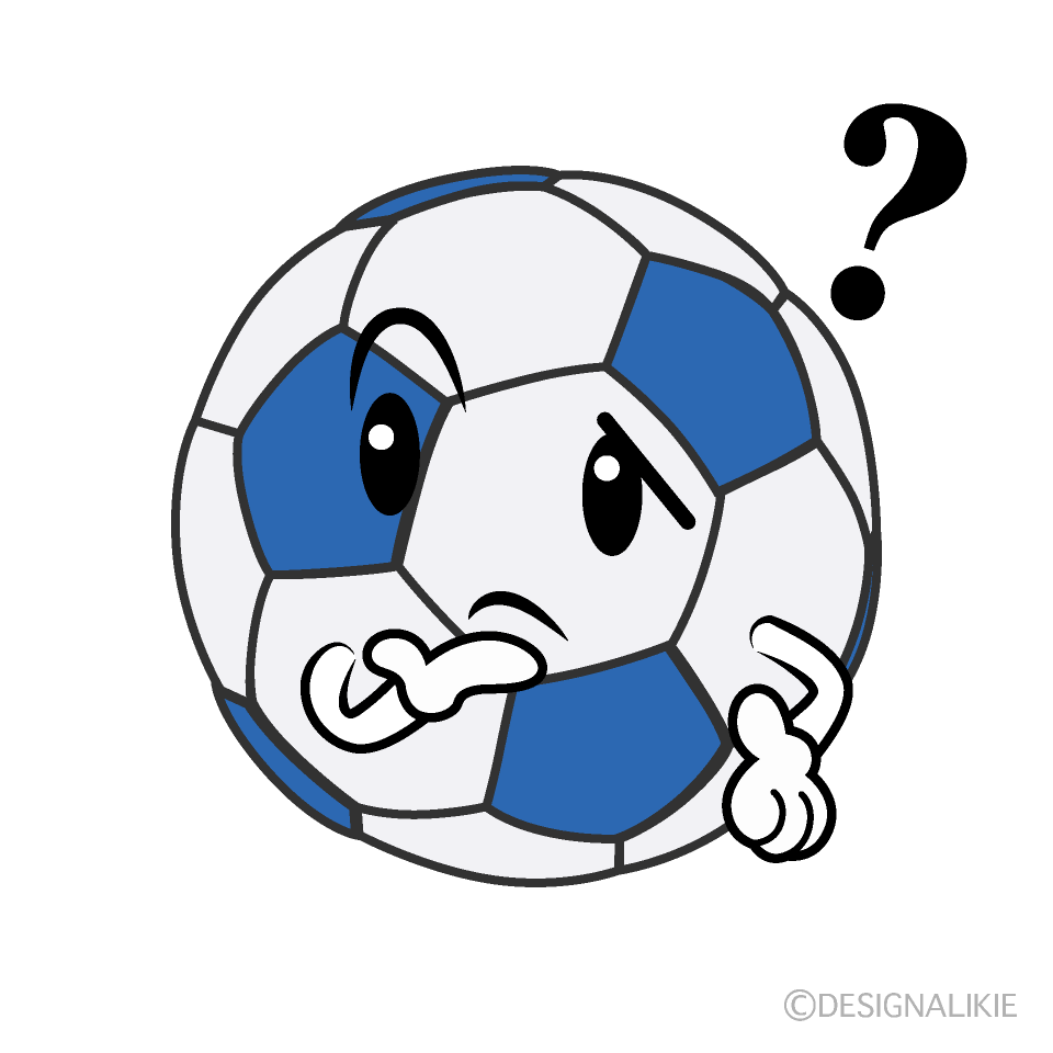 かわいい悩むサッカーボールイラスト