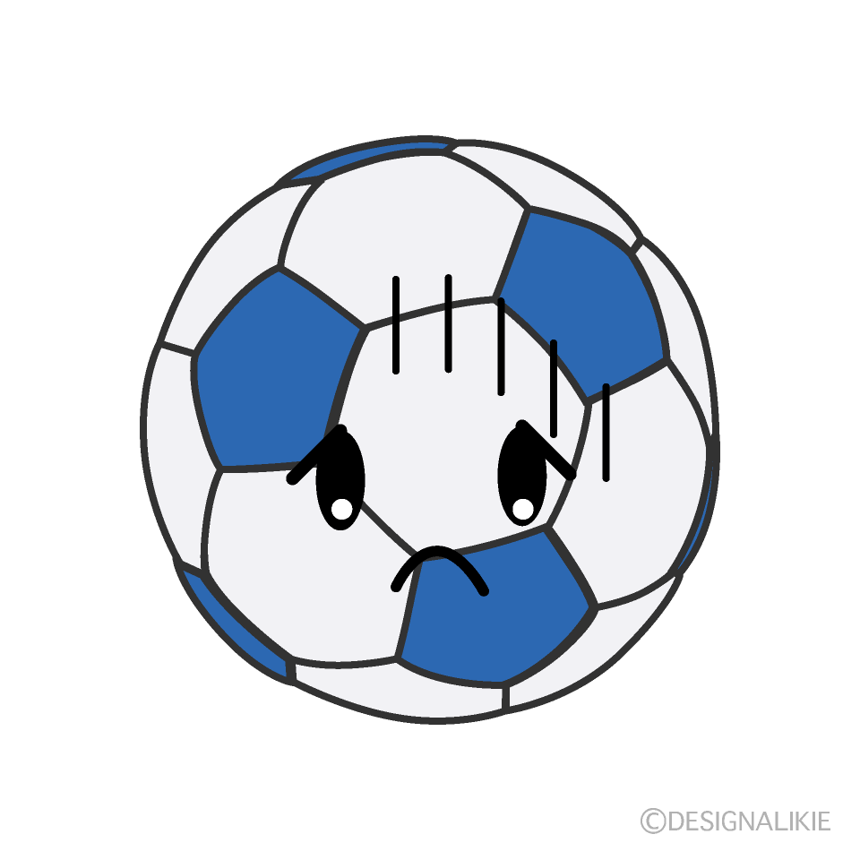 かわいい落ち込むサッカーボールイラスト