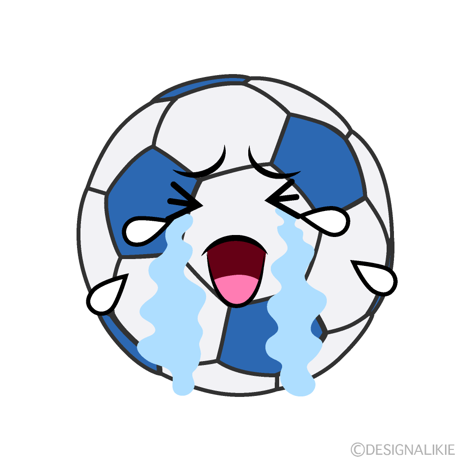 かわいい泣くサッカーボールイラスト