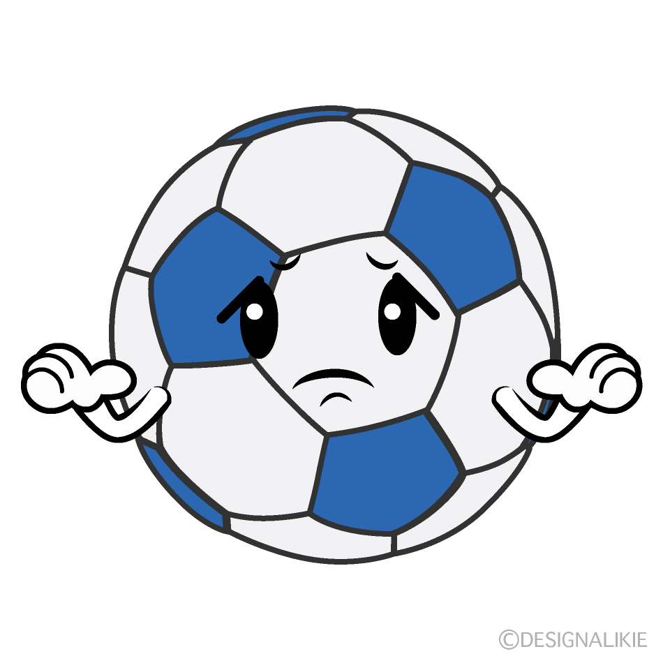 かわいい困るサッカーボールイラスト