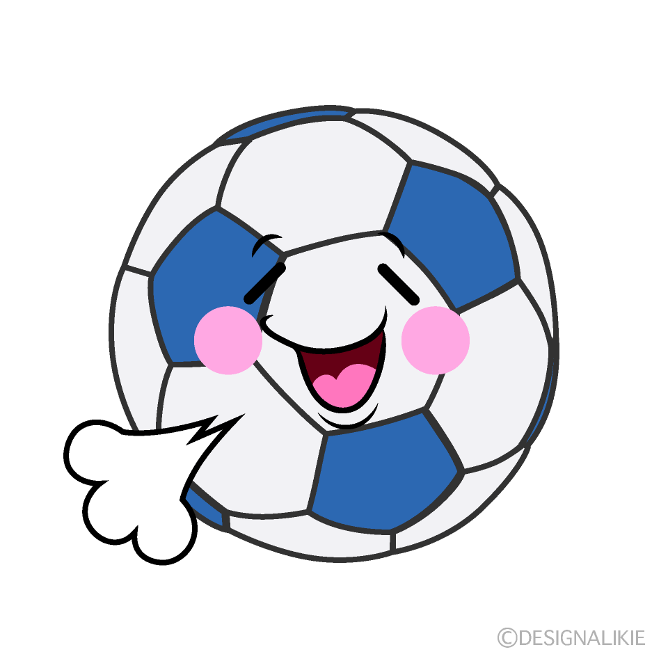 かわいいリラックスするサッカーボールイラスト