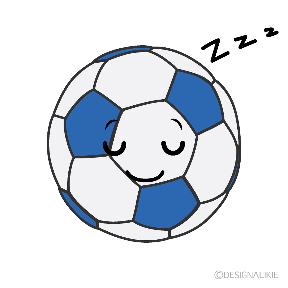 かわいい寝るサッカーボールイラスト