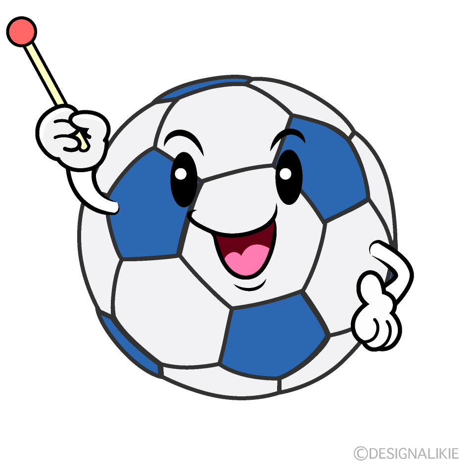 かわいい説明するサッカーボールイラスト