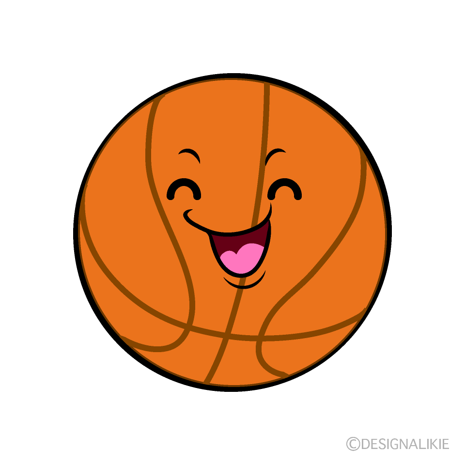 かわいい笑顔のバスケットボールイラスト